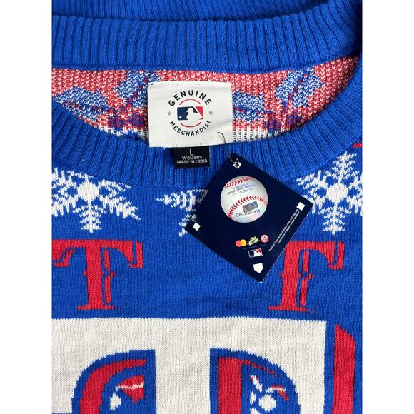 Forever Collectibles MLB Women’s Large Texas Rangers Christmas Sweater NWTs - Picture 3 of 3